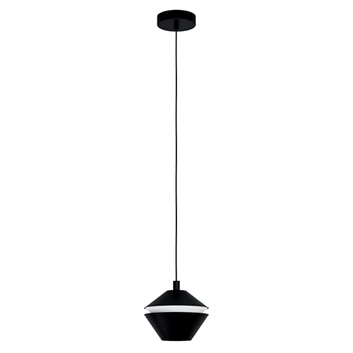 EGLO Perpigo Pendant Light 1 Bulb Steel in Black Dining Table Lamp Living Room Lamp Hanging with GU10 Socket Diameter 16.5 cm