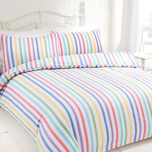 Rapport home Candy Stripe Double Duvet Cover Set 100% Cotton