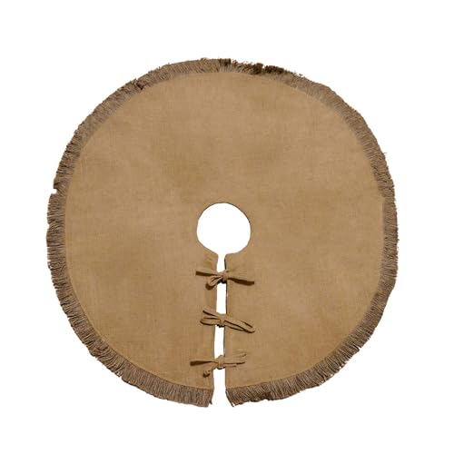 Ivyline Christmas Tree Skirt in Jute with Tassels - Festive Base Cover Holiday Decoration - Seasonal Accessory - D46 cm