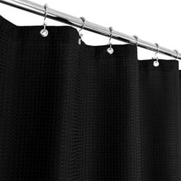 71Wx96L(Xlong) Embossed Fabric Shower Curtain Barossa Contemporary Black