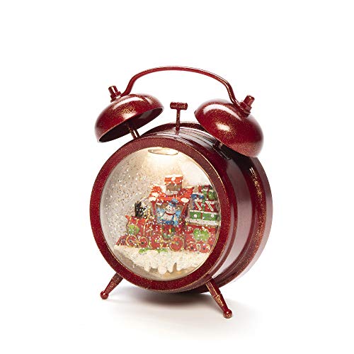 Konstsmide Christmas LED Snow Globe Lantern Alarm Clock with Train Scene, Water Filled/Indoor (IP20)/Optional Eight Song Music/Battery Operated: 3XAA (Excl.)/Christmas Lantern 1 LED