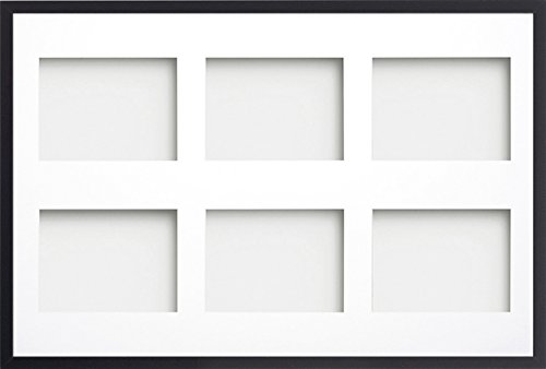 Allington Range 30 x 20 inches Multi-Aperture Collage Picture Photo Frame with 6-Aperture Mount for Image Sizes 8 x 6 inches - Black/White