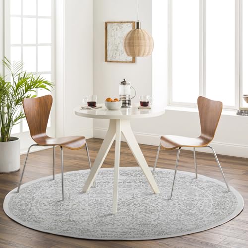 Livabliss Margaux Palermo Vintage Carpet 160 cm – Living Room & Bedroom, Scandi Neutral Traditional Pattern, Easy Care Pile, Ivory & Grey