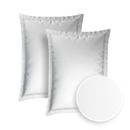 Pure Cotton Set of 2 pillowcases 50 x 70 cm - 100% organic cotton satin, 200 thread count, 120 g/m², easy to iron, soft, safe, no harmful substances, Oeko-Tex certified - Céleste - grey/white