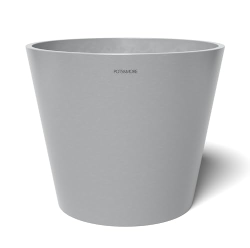POTS&MORE UMO 30 Pot (Diameter 30 cm, Elegant Design, Colour Light Grey, Height 21.3 cm, Plastic Planter for Indoor Plants) VP033002, lightgrey