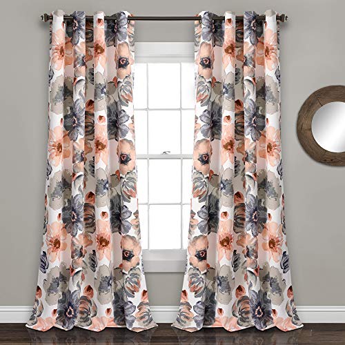Lush Decor Leah Room Darkening Window Curtain Coral/Gray Set 52x84