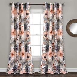 Lush Decor Leah Room Darkening Window Curtain Coral/Gray Set 52x84