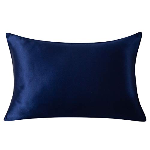 SLPBABY 100% Natural Pure Silk Pillowcase for Hair and Skin, Both Side 19 Momme Silk, Luxury Smooth Satin Pillowcase Cover with Hidden Zipper (King, Navy Blue)