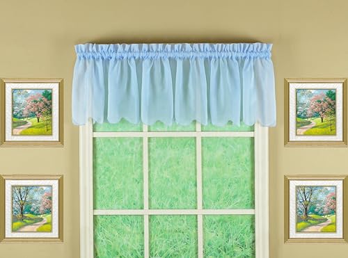 "Today's Curtain Emelia Original Voile Valance 14"", Sky Blue, 60"" W x 14"" L"