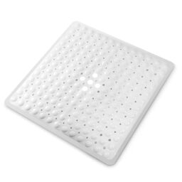 KEPLIN Premium Non-Slip Shower Mat - 164 Suction Cups, BPA & Latex Free, Mildew Resistant, Machine Washable - Safe, Durable & Comfortable for Shower Floors & Stalls (White, Small (54 x 54cm))