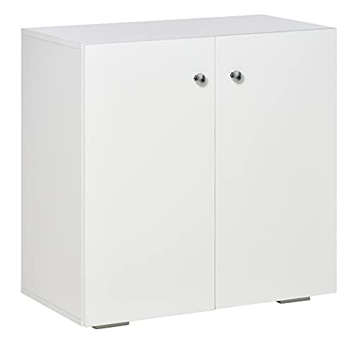 HOMCOM Storage Cabinet with Two Shelves Wooden Sideboard Freestanding White
