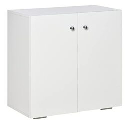 HOMCOM Storage Cabinet with Two Shelves Wooden Sideboard Freestanding White