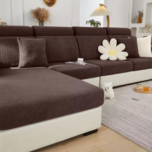 Magic Sofa Covers Couch Covers 2024 New Wear-Resistant Universal Sofa Covers Washable L Shape Stretch Couch Cushion Covers Slipcovers for Sectional Sofa (Texture Brown, Large Single Seat Cover)