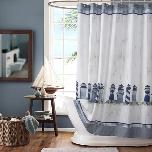 "BESTRIPES Extra Wide Shower Curtain 108 x 72 inch, Nautical Lighthouse Waterproof Fabric Shower Curtains for Bathroom and Bathtub, 108"" W x 72"" H"