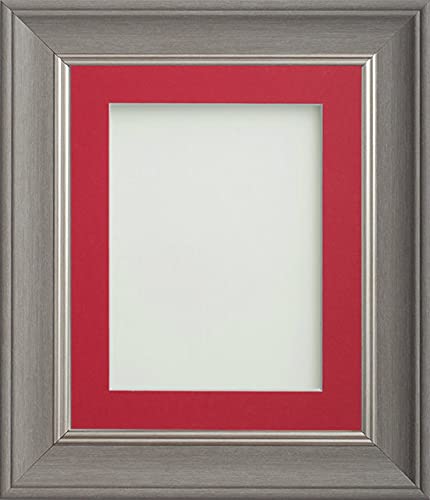 Frame Company Drummond Gunmetal Grey Photo Frame, Red Mount, 6x4 for 4x3 inch, fitted with perspex