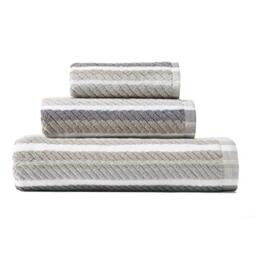 Tommy Bahama Towel Set-100, Ultra Soft & Absorbant, Fade-Resistant, Oeko-Tex Certified, 100% Cotton, Grey/White/Brown, 3 Piece