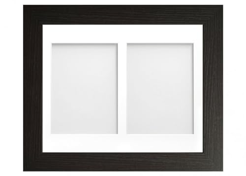 Frame Company Watson Multi Aperture Range Black Photo Picture Frame, 14x11 for 7x5 (x2) *Choice of Sizes* Fitted with Real Glass