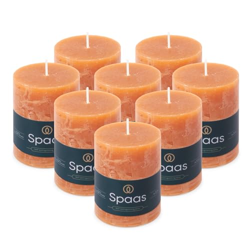 Spaas 8X Rustic Pillar Candle 70/95 mm 35h, Orange