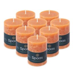 Spaas 8X Rustic Pillar Candle 70/95 mm 35h, Orange