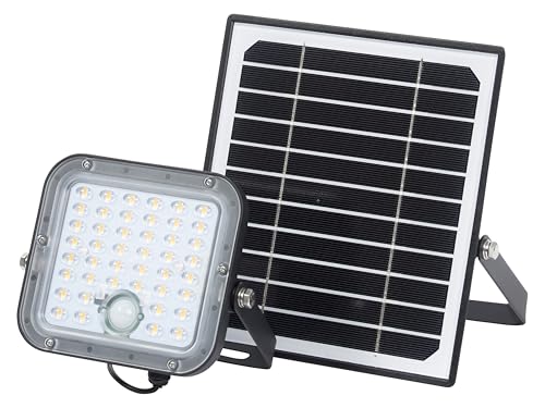 OSRAM LED Solar Outdoor Light Endura Outdoor Black with floodlight and Solar Panel, 5-metre Long Cable, with Remote Control and PIR Motion Detector, 10 W, 1400 lm, 840, 4000 K Light Colour, EEK A
