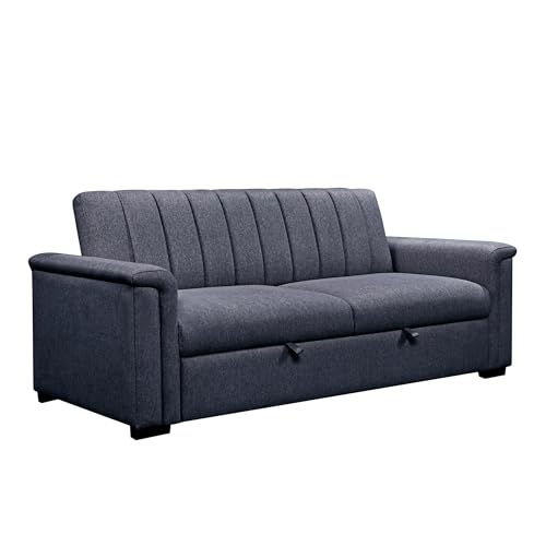 Charlotte - 3 Seater Sofa Bed Navy Fabric, 203 x 90 x 88cm (W x D x H)