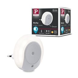 Paulmann Horby 92495 LED Plug Night Light Round 0.4 Watt with Twilight and Noise Sensor White Plastic 3000 K Warm White 0.4 W