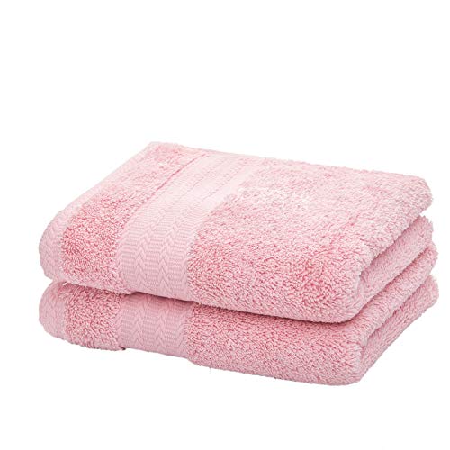 "Ultra Thick & Soft Cotton Hand Towels ( Pink, 2-Pack, 14"" x 29"") - Multipurpose Hand Towels for Bath, Hand, Face, Gym and Spa"