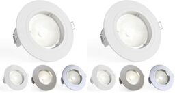 National Lighting Recessed Lighting - Mains Powered LED Spot Lights Downlights for Ceiling - IP20 Rated GU10 Fitting for Halogen or LED - Matt White Finish, Fixed Version (Pack of 2)