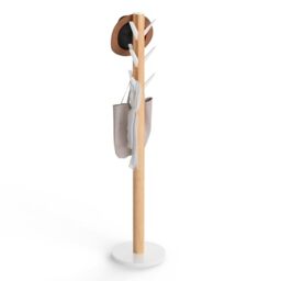 Umbra Flapper Coat Rack, Clothing Hanger, Umbrella Holder, and Hat Organizer, Great for Entryway, Black/Walnut