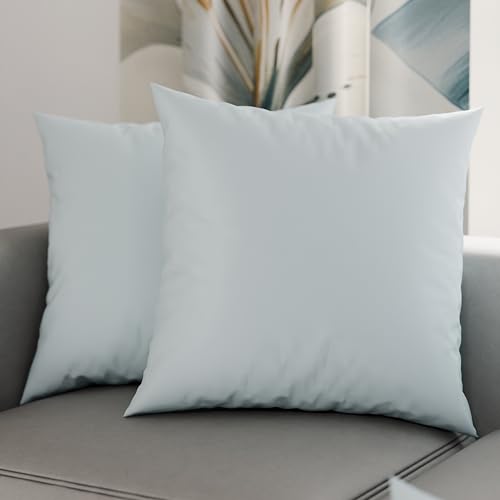 PETTI Artigiani Italiani - Pair of Pillowcases 40x40 cm in Microfiber, Bedroom Cushions, Sofa, Set of 2 Cushion Covers, Solid Color Light Blue Pillowcase, 100% Made in Italy
