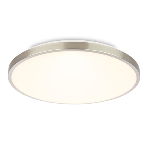 BRILONER - LED Ceiling Light with Decorative Cover, Warm White Light, 17.5W, 2400lm, LED Light, Ceiling Lights for Living Room, Ceiling Lights Bedroom, Ceiling Light Lounge, 33 X 6 cm, Brushed Nickel