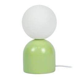 Relaxdays Table Lamp, Ceramic Base and Glass Lampshade G9, H x D: 21 x 11 cm, Bedside Lamp with Cable, for Bedroom, Green/White