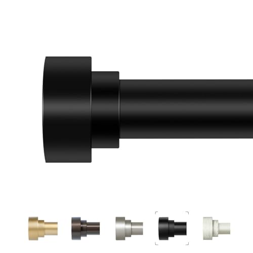"Black Curtain Rods for Windows 28 to 48 Inch(2.3-4ft),1 Inch Diameter Heavy Duty Curtain Rods,Adjustable Curtain Rod,Modern Decorative Drapery Rods,Telescoping Window Curtains Rod 18-45"",Matte Black"