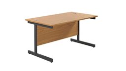 Office Hippo Heavy Duty Rectangular Cantilever Office Desk, MFC, Black Frame, Oak Top, 140 x 80 x 73 cm