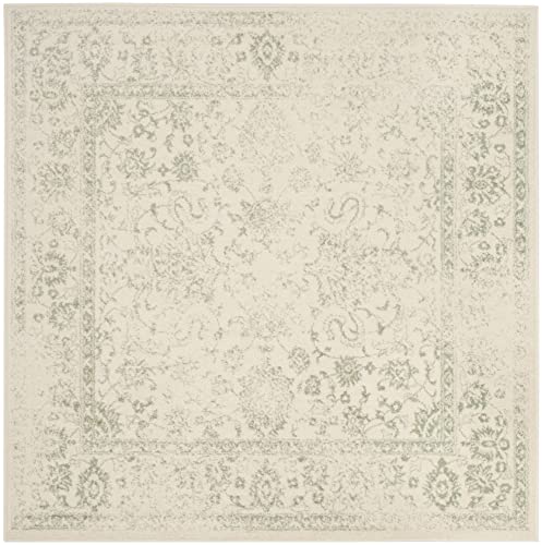 Safavieh Distressed Rug for Living Room, Dining Room, Bedroom - Adirondack Collection, Short Pile, in Ivory and Sage, 88 X 144 cm