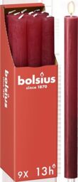 Bolsius Rustic Dinner Candles - Red - Pack of 9 - Long Burning Time of 13 Hours - Household Candle - Interior Decoration - Unscented - Natural Vegan Wax - 27 x 2.3 cm