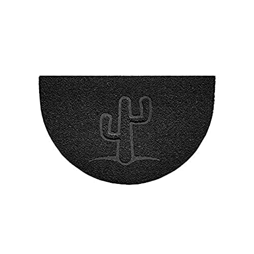 Nicoman Embossed Halfmoon Half Circle Door Mat Dirt-Trapper Jet-Washable Doormat 70x44cm (Black, CACTUS Shape) - Use Indoor or Sheltered Outdoor