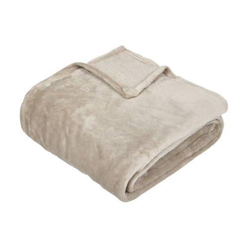 Atmosphera Flannel Blanket Beige 130 x 180 cm