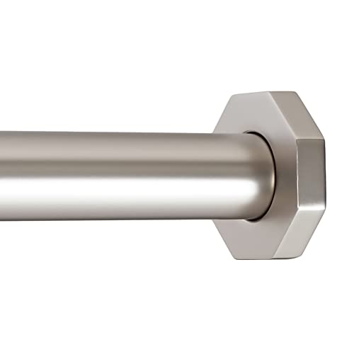 Ivilon Tension Curtain Rod - Hexagonal Spring Tension Rod for Windows or Shower, 36 to 54 Inch, Satin Nickel