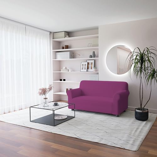 Italian Bed Linen Elastic Sofa Cover ???Piu Bello???, 97% Polyester + 3% Elastometer, Fuchsia, 2 Places