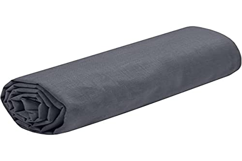 STOF - Fitted sheet - Size 160 x 200 cm, large 30 cm - 100% Oeko-Tex certified cotton - Slate colour - Eden model - Bed linen for the home - Soft and comfortable for a cosy nest
