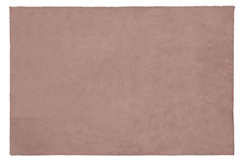 Eurofirany Decorative Rug Doormat Runner Bath Mat Living Room Bedroom Kitchen Rectangular Faux Fur Soft, Dark Pink, 63 x 90 cm