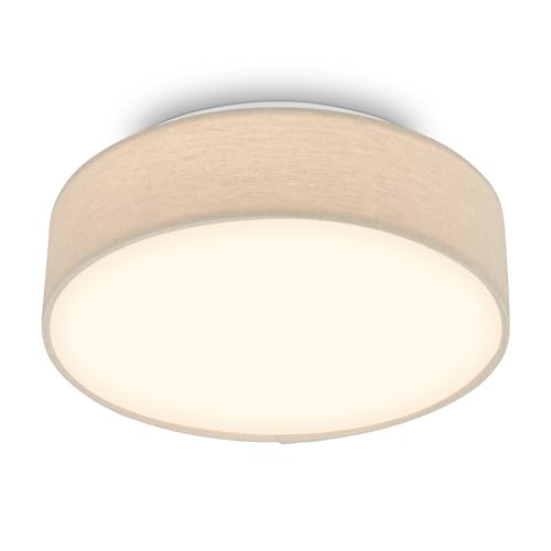 Briloner - LED Ceiling Light with Fabric Shade, 16W 1800lm, 3000K Warm White, Ceiling Lights Living Room, LED Lights for Bedroom, Kitchen Light, 30 x 10.5 cm, Beige