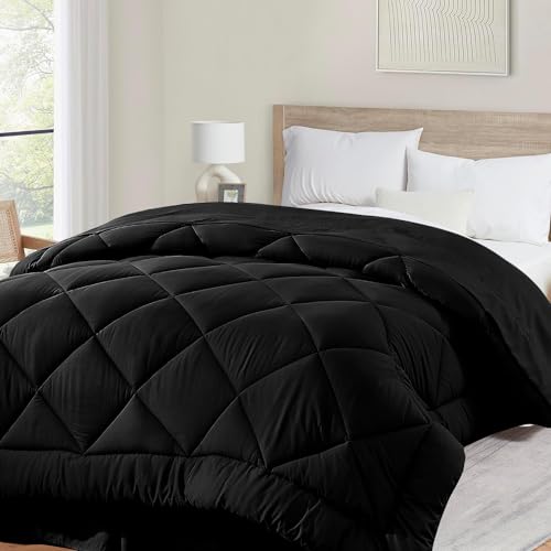 "Cozynight Soft Twin XL Size Comforter Duvet Insert-Lightweight Down Alternative Comforter-Fluffy & Breathable & Machine Washable Diamond Stitching White Comfroter (Black,68""x92"")"