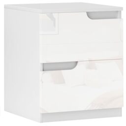 HOMCOM Bedside Table, Bedside Cabinet with 2 Drawers, High Gloss White