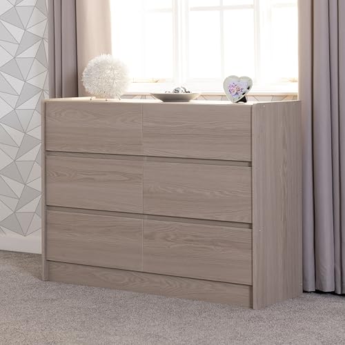 Seconique Paris 6 Drawer Chest in Smoked Ash Effect