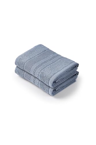 Foutastic Towel Set (2 Piece) Indigo Blue 50 x 90 cm - 100% Cotton 450 GSM - Soft, Absorbent and Durable, Ideal for Home and Spa