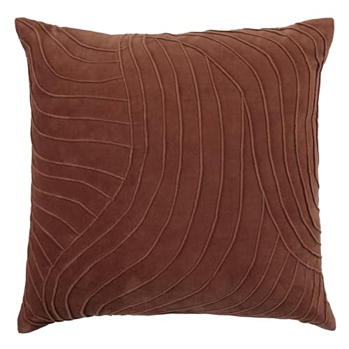 Voyage Maison Waterfall Feather Filled Cushion – Luxury Embroidered Velvet Textured Decorative Pillow (Persimmon - 50x50cm)
