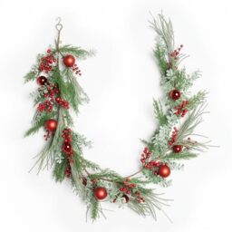 SHATCHI Cypress Pine Garland – 180CM Artificial Christmas Wreath, Real-Touch PE Evergreen Pine Fire-Resistant Holiday Front Door & Winter Decoration, Bendable Wire for Styling