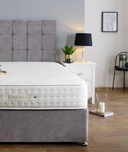 Starlight Beds King Size Pocket Sprung Mattress. 9 Inch Deep Pocket Sprung King Mattress with Memory Foam. White, Medium Firmness.(150cm x 200cm x 23cm) (5ft x 6ft6)